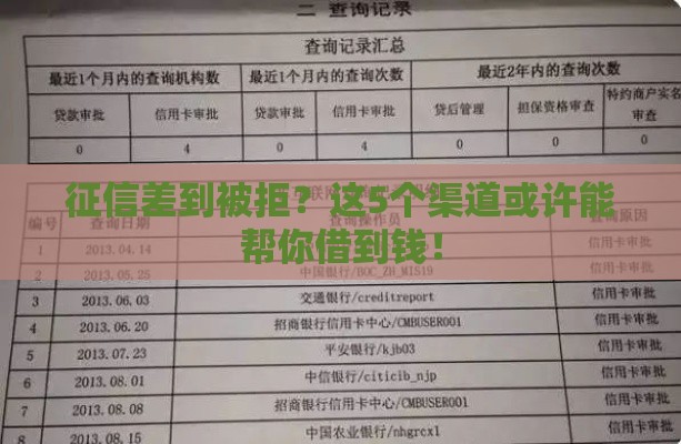 征信差到被拒？这5个渠道或许能帮你借到钱！
