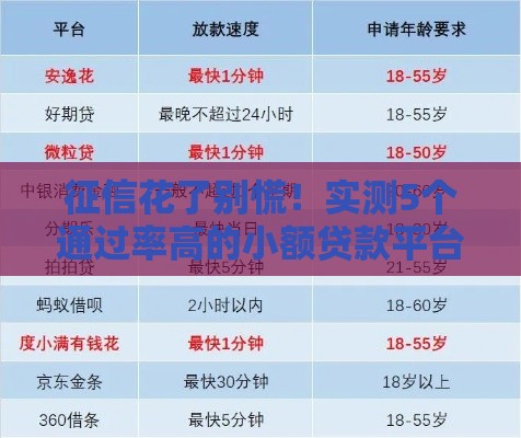 征信花了别慌！实测5个通过率高的小额贷款平台