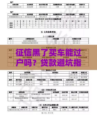 征信黑了买车能过户吗？贷款避坑指南必看！