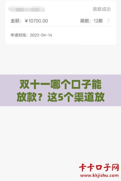 双十一哪个口子能放款？这5个渠道放款快、额度高，真实评测！