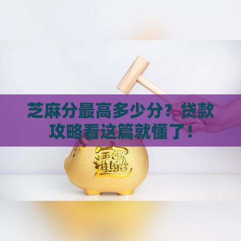 芝麻分最高多少分？贷款攻略看这篇就懂了！