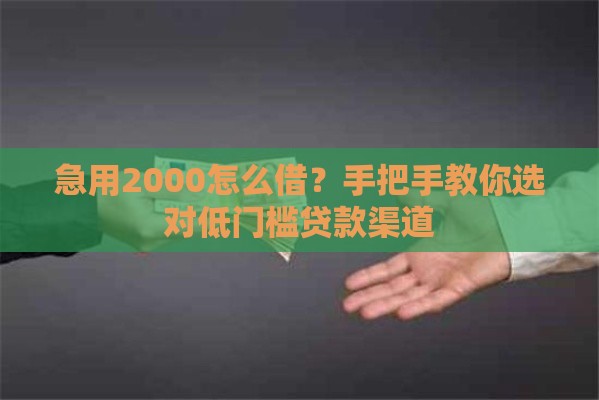 急用2000怎么借？手把手教你选对低门槛贷款渠道
