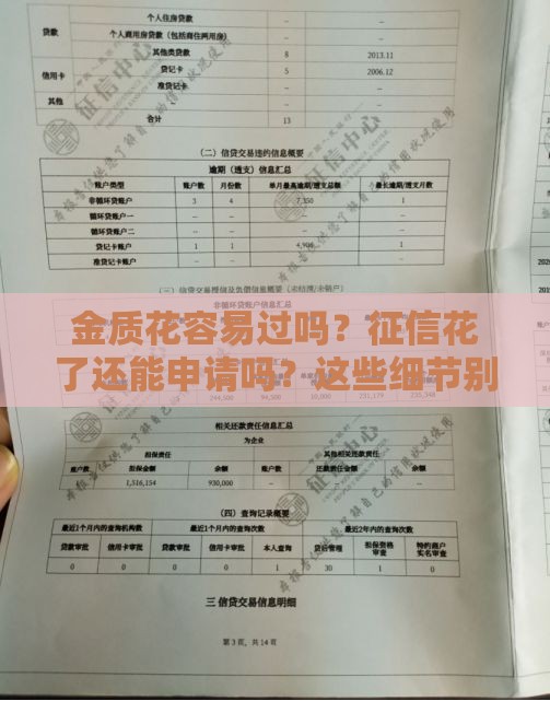 金质花容易过吗？征信花了还能申请吗？这些细节别忽略！