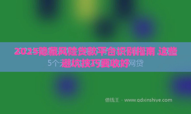 2025隐藏风险贷款平台识别指南 这些避坑技巧要收好