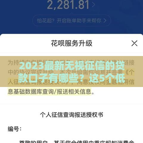 2023最新无视征信的贷款口子有哪些？这5个低门槛平台亲测有效！