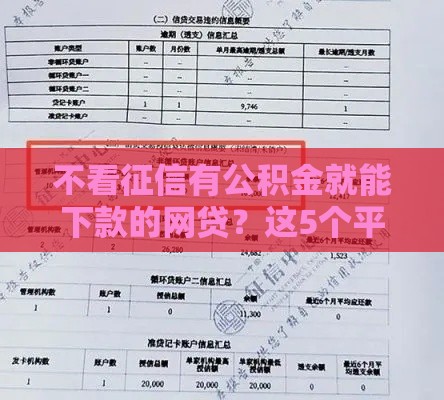 不看征信有公积金就能下款的网贷？这5个平台审核真宽松