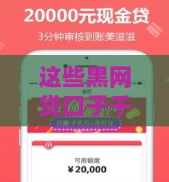 这些黑网贷口子千万别碰！贷款避坑必看指南