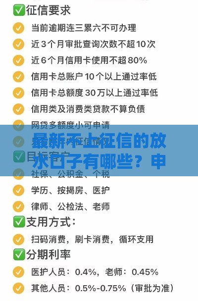 最新不上征信的放水口子有哪些？申请攻略全解析