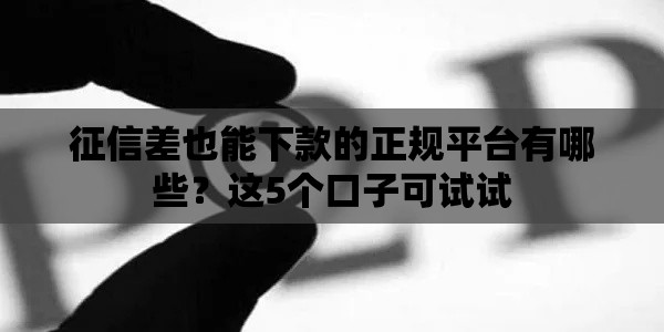 征信差也能下款的正规平台有哪些？这5个口子可试试