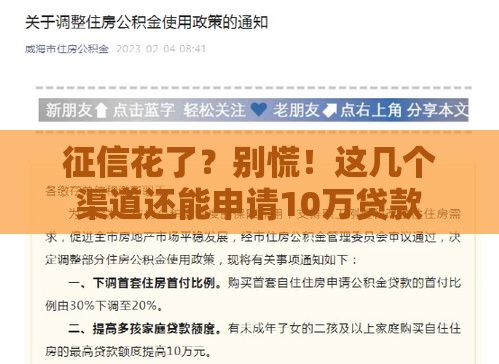征信花了？别慌！这几个渠道还能申请10万贷款
