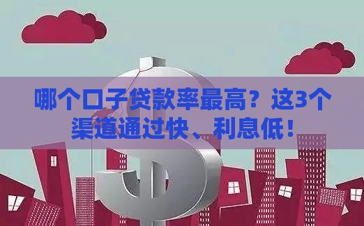 哪个口子贷款率最高？这3个渠道通过快、利息低！