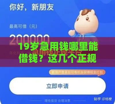 19岁急用钱哪里能借钱？这几个正规低门槛平台值得试试！
