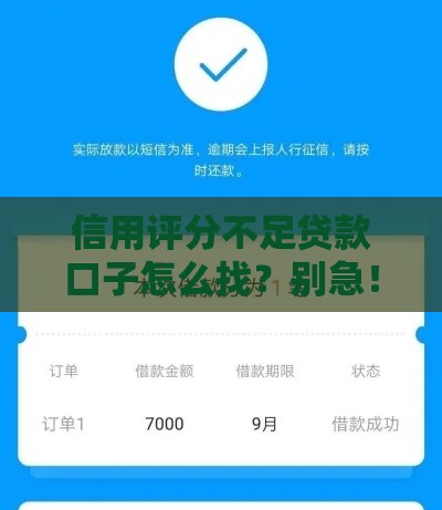 信用评分不足贷款口子怎么找？别急！这些方法帮你快速下款