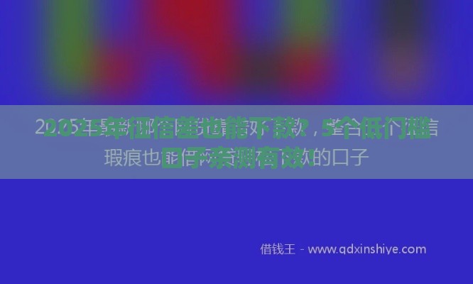 2025年征信差也能下款？5个低门槛口子亲测有效！