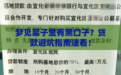 梦见墓子里有黑口子？贷款避坑指南速看！