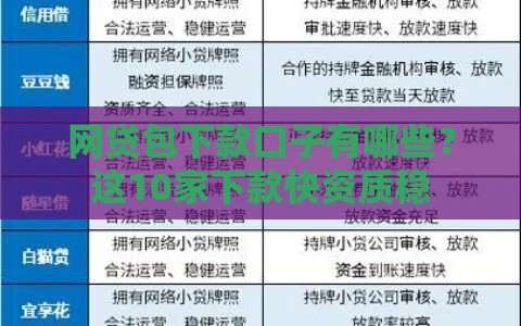 网贷包下款口子有哪些？这10家下款快资质稳