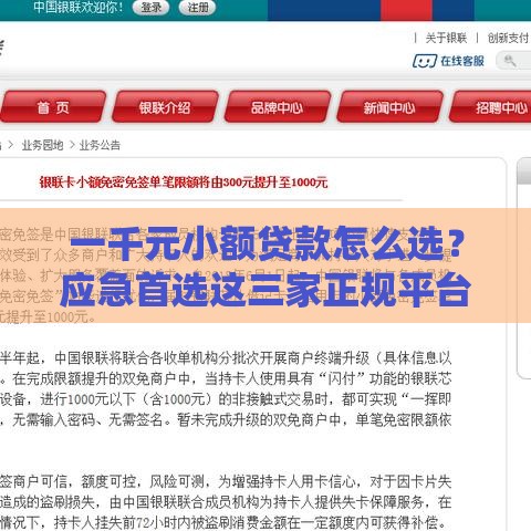 一千元小额贷款怎么选？应急首选这三家正规平台！