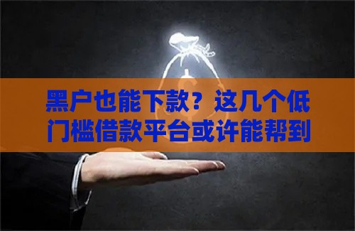黑户也能下款？这几个低门槛借款平台或许能帮到你！