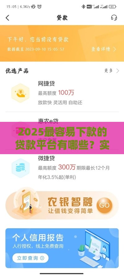 2025最容易下款的贷款平台有哪些？实测10家秒批口子推荐