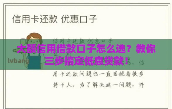 大额信用借款口子怎么选？教你三步搞定低息贷款！