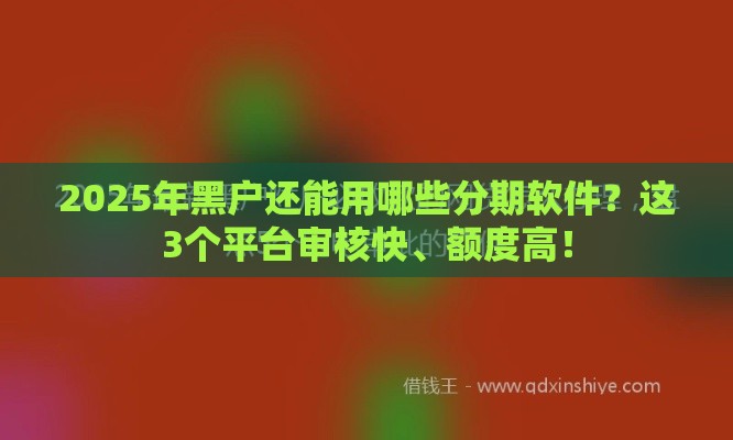 2025年黑户还能用哪些分期软件？这3个平台审核快、额度高！