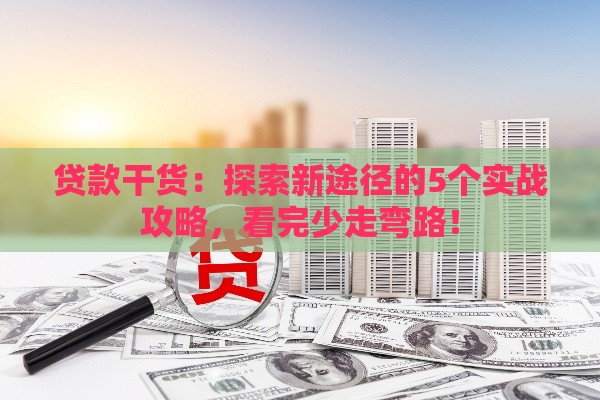 贷款干货：探索新途径的5个实战攻略，看完少走弯路！
