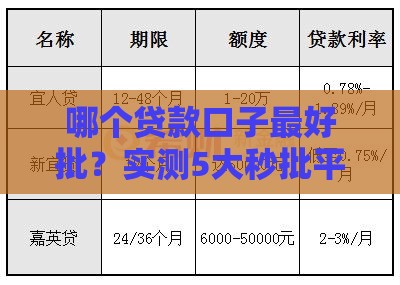 哪个贷款口子最好批？实测5大秒批平台推荐