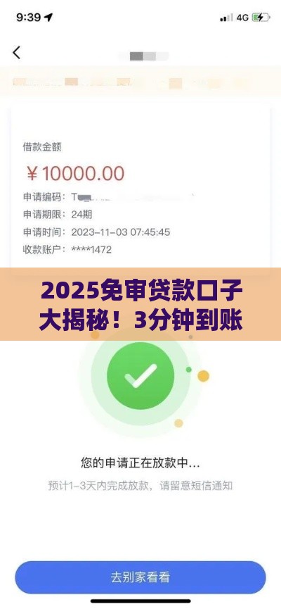 2025免审贷款口子大揭秘！3分钟到账攻略看这里
