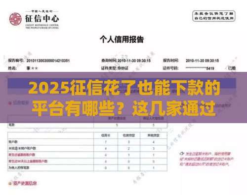 2025征信花了也能下款的平台有哪些？这几家通过率超高！