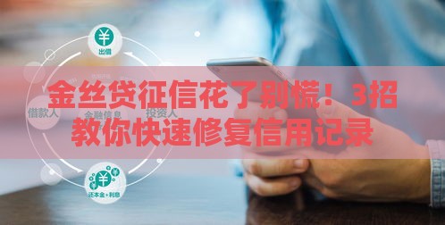 金丝贷征信花了别慌！3招教你快速修复信用记录