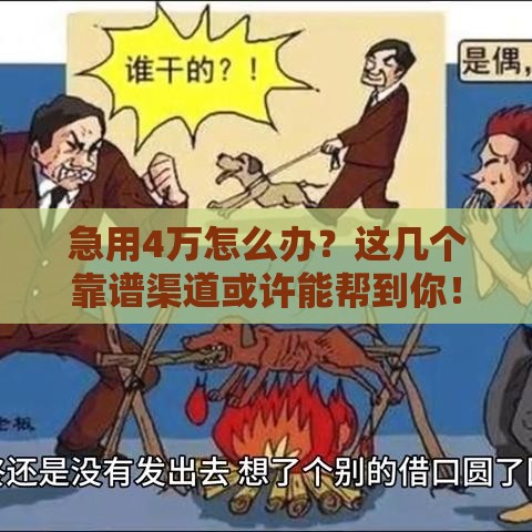 急用4万怎么办？这几个靠谱渠道或许能帮到你！
