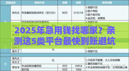 2025年急用钱找哪家？亲测这5类平台最快到账避坑指南