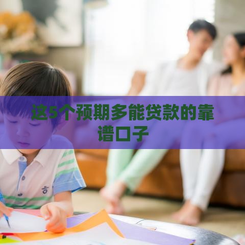 这5个预期多能贷款的靠谱口子