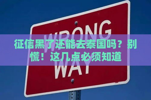 征信黑了还能去泰国吗？别慌！这几点必须知道