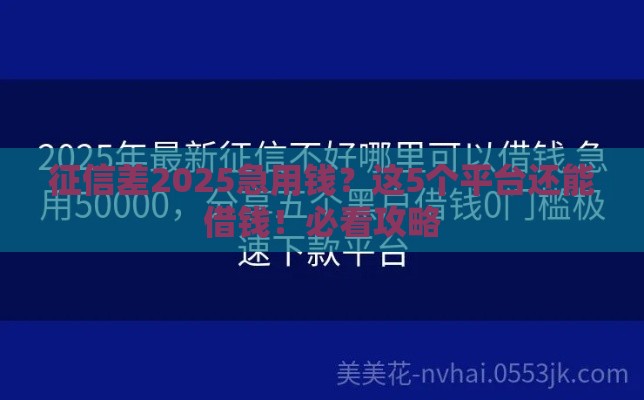 征信差2025急用钱？这5个平台还能借钱！必看攻略