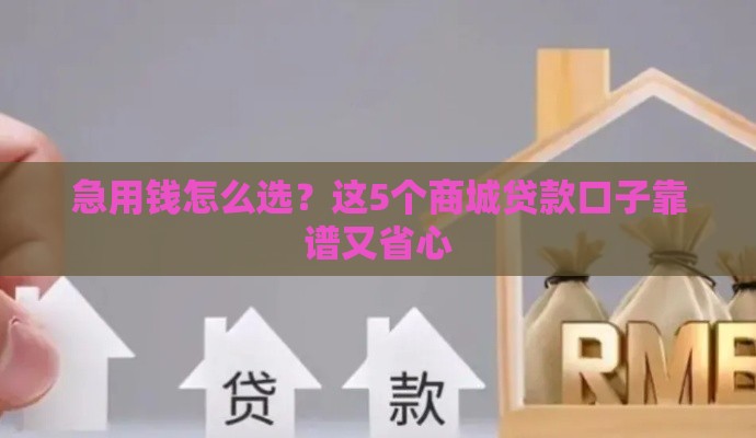 急用钱怎么选？这5个商城贷款口子靠谱又省心