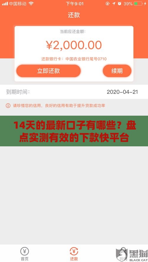14天的最新口子有哪些？盘点实测有效的下款快平台，必看攻略！
