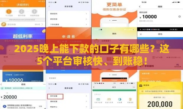 2025晚上能下款的口子有哪些？这5个平台审核快、到账稳！