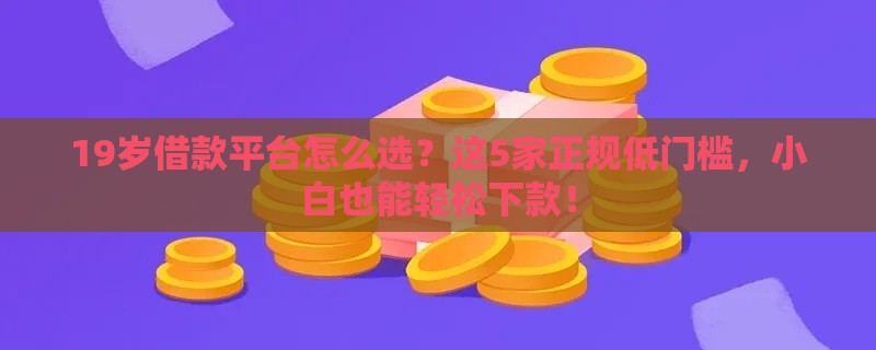 19岁借款平台怎么选？这5家正规低门槛，小白也能轻松下款！