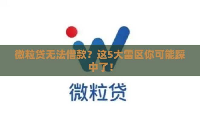 微粒贷无法借款？这5大雷区你可能踩中了！