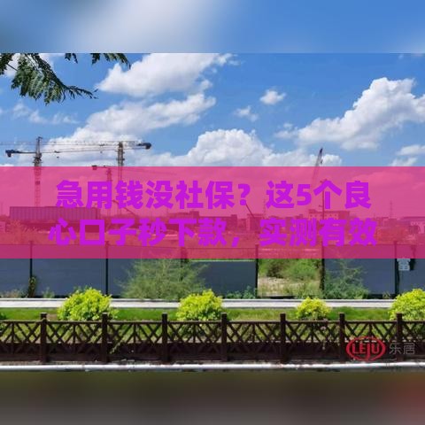 急用钱没社保？这5个良心口子秒下款，实测有效！