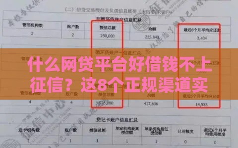 什么网贷平台好借钱不上征信？这8个正规渠道实测靠谱