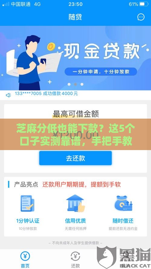 芝麻分低也能下款？这5个口子实测靠谱，手把手教你选！