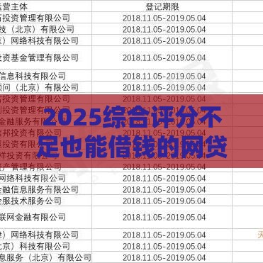 2025综合评分不足也能借钱的网贷攻略
