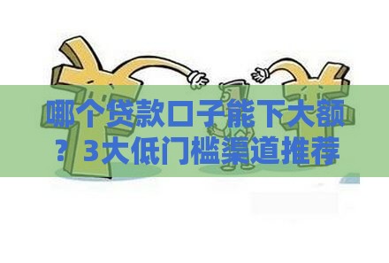 哪个贷款口子能下大额？3大低门槛渠道推荐！