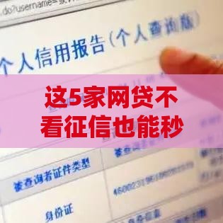 这5家网贷不看征信也能秒到账