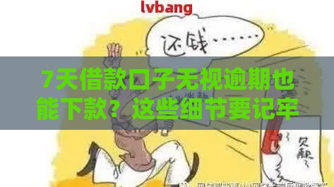 7天借款口子无视逾期也能下款？这些细节要记牢