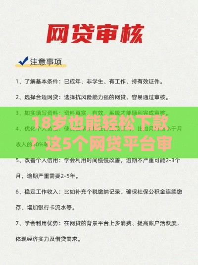 18岁也能轻松下款？这5个网贷平台审核快、门槛低！