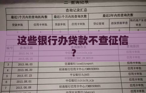这些银行办贷款不查征信？
