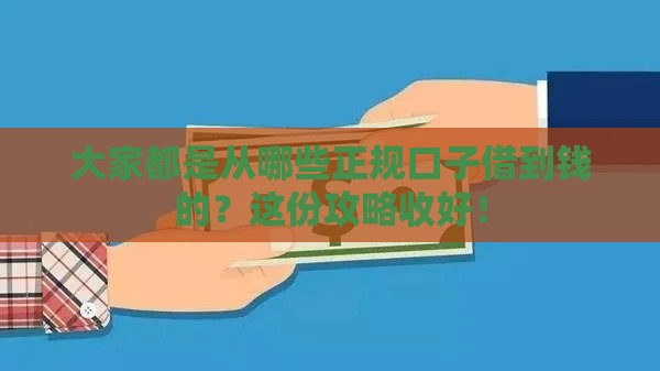 大家都是从哪些正规口子借到钱的？这份攻略收好！